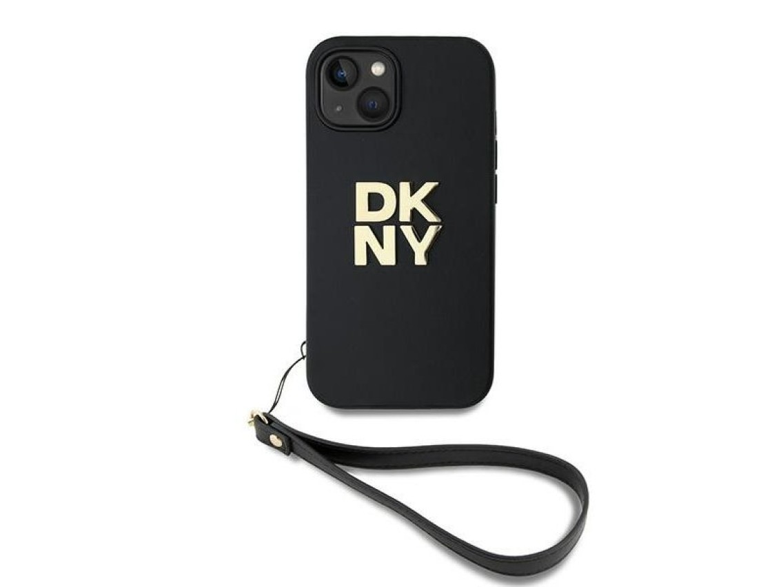 DKNY Wrist Strap Stock Logo case for iPhone 14 / 15 / 13 - black