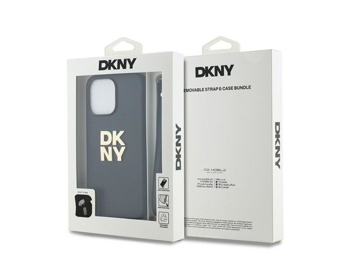 Funda con correa de muñeca DKNY con logo para iPhone 14 Pro Max - negra