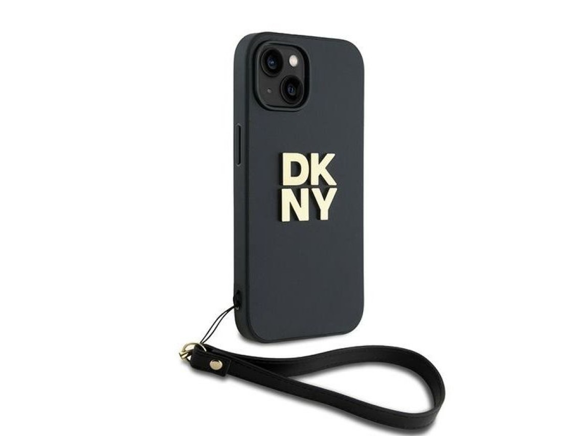 DKNY Wrist Strap Stock Logo case for iPhone 14 / 15 / 13 - black