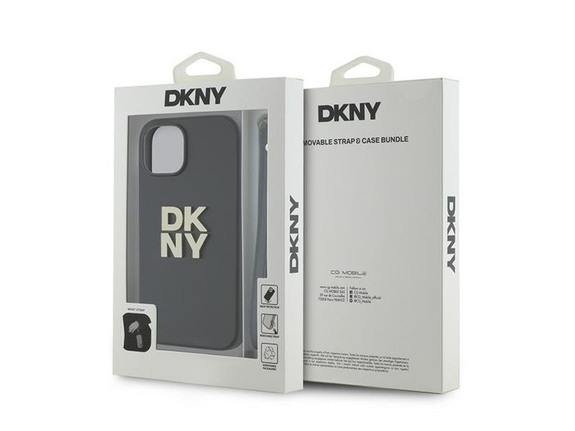 DKNY Wrist Strap Stock Logo case for iPhone 14 / 15 / 13 - black