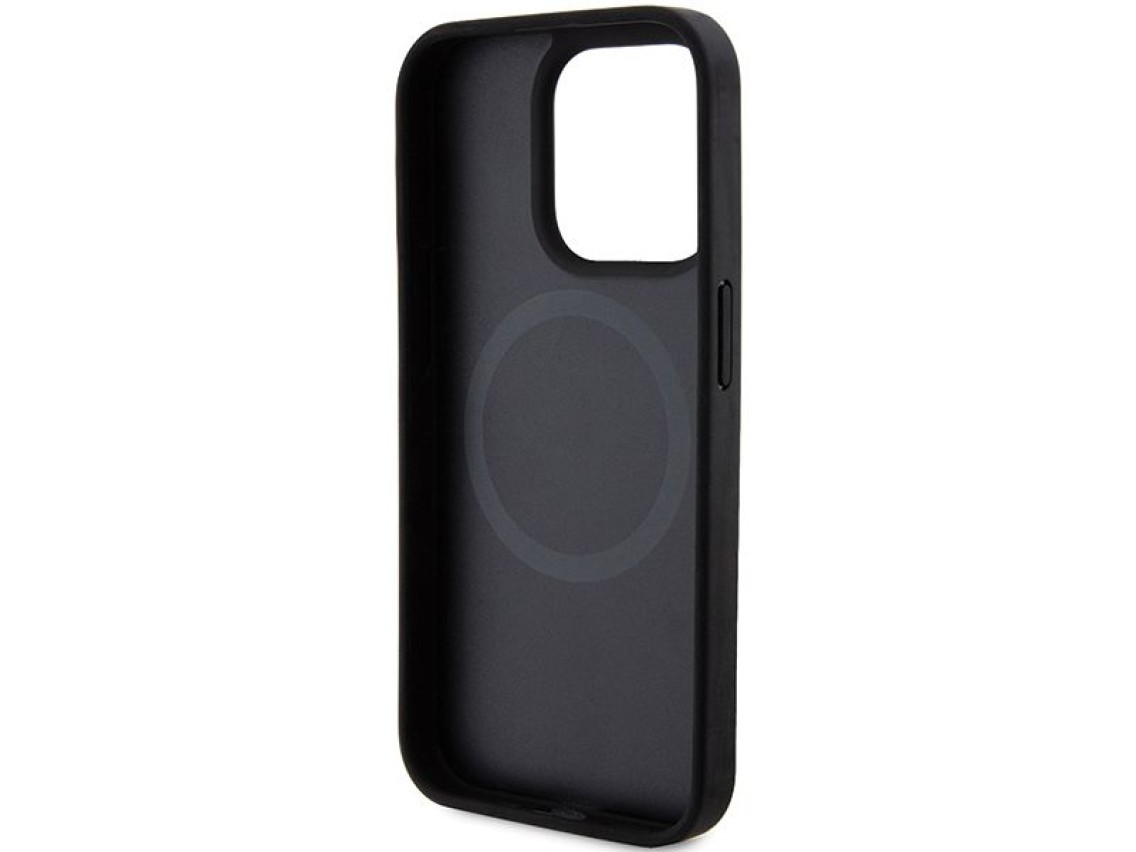 DKNY Leather Printed Pattern Metal Logo MagSafe Case for iPhone 15 Pro Max - Black