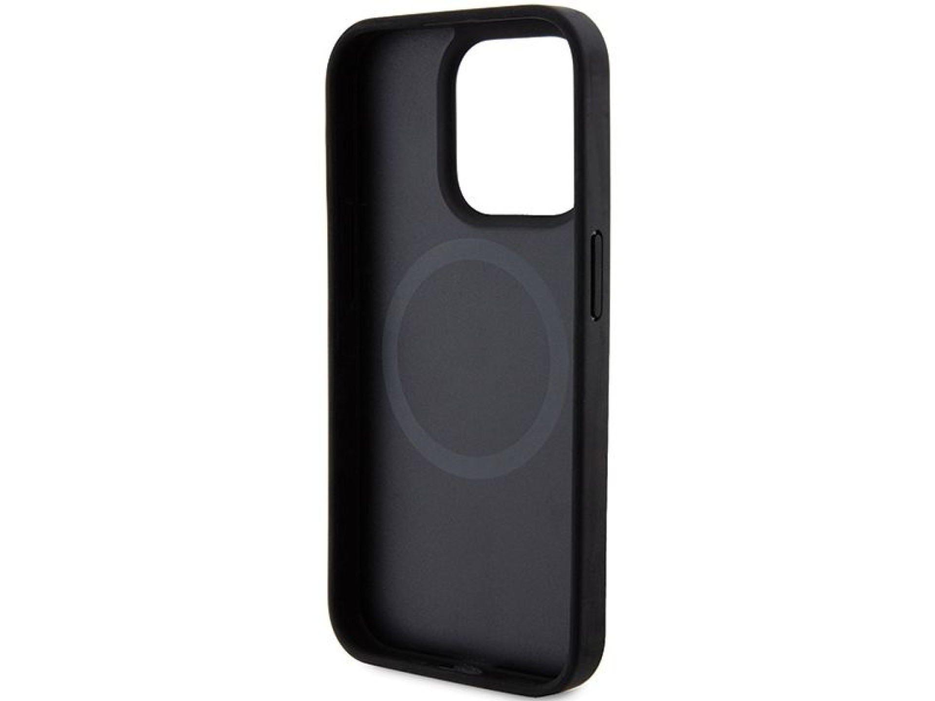 DKNY Leather Printed Pattern Metal Logo MagSafe Case for iPhone 15 Pro Max - Black