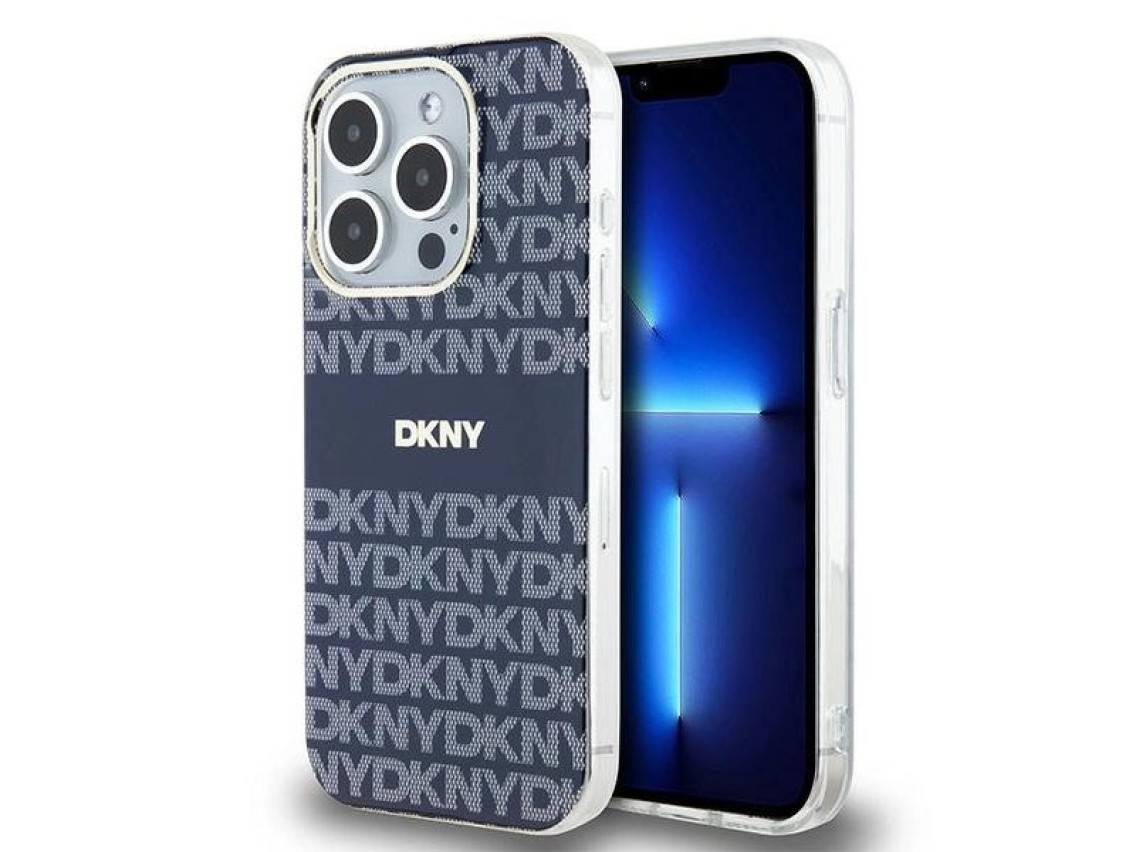 Capa DKNY IML Mono & Stripe MagSafe para iPhone 15 Pro Max - azul