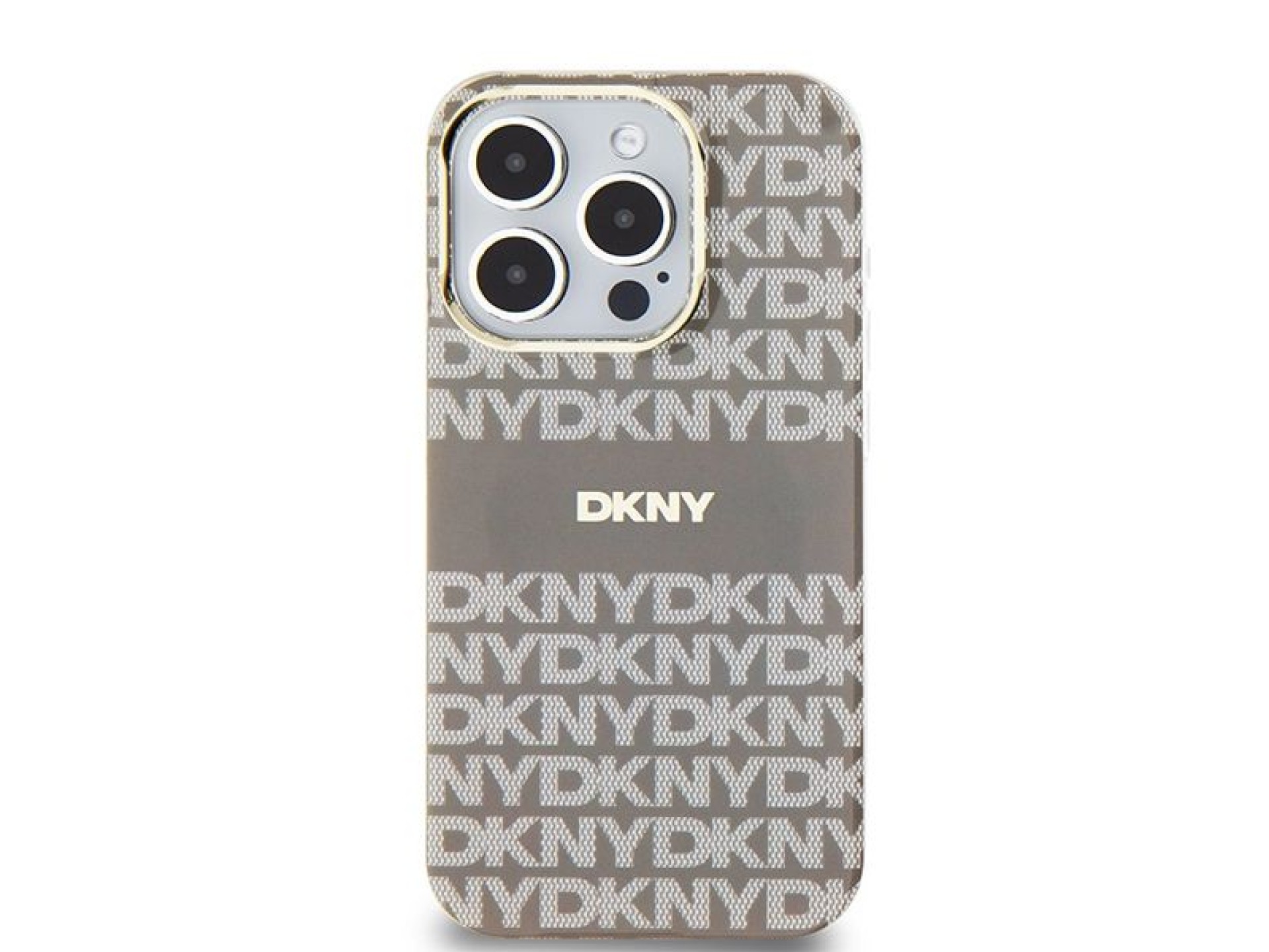Funda DKNY IML Mono & Stripe MagSafe para iPhone 15 Pro Max - beige