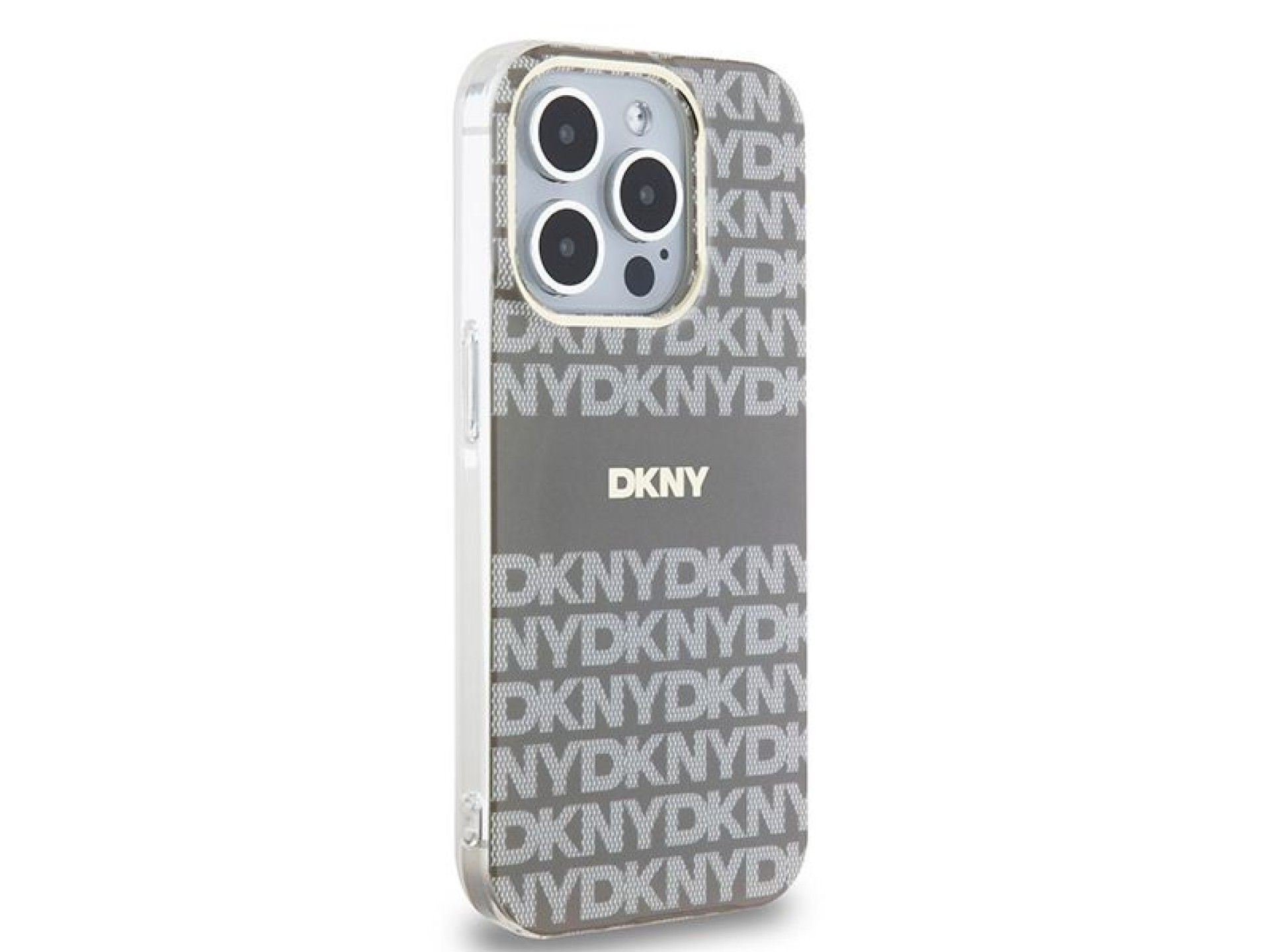 Funda DKNY IML Mono & Stripe MagSafe para iPhone 15 Pro Max - beige