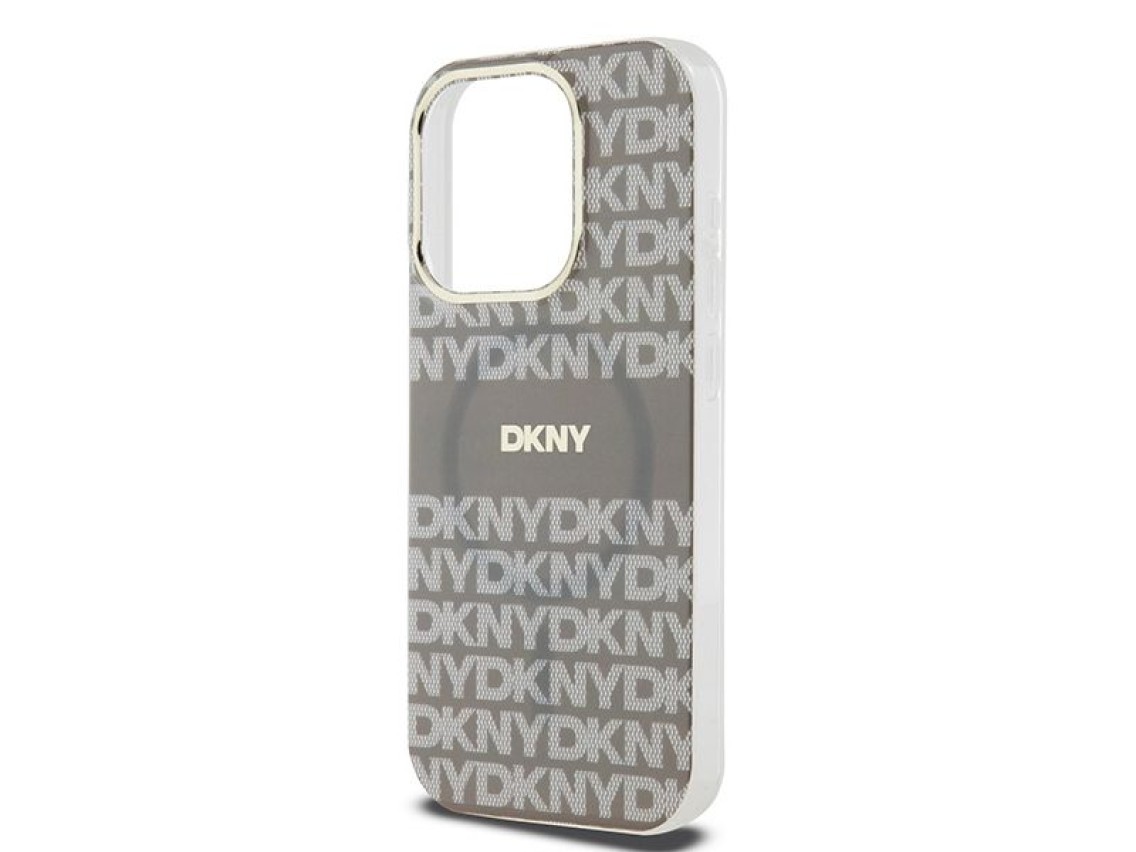 Funda DKNY IML Mono & Stripe MagSafe para iPhone 15 Pro Max - beige