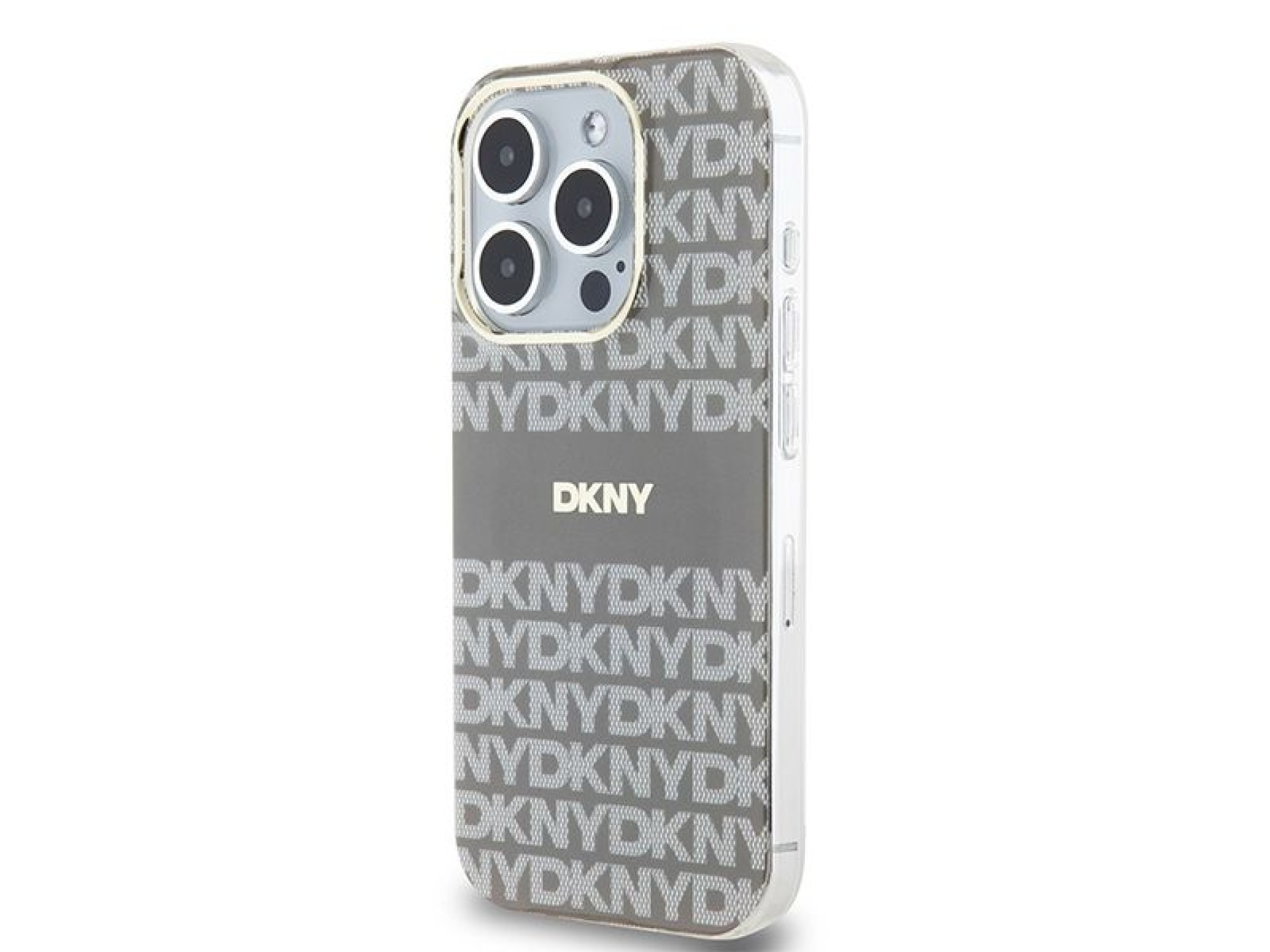 Funda DKNY IML Mono & Stripe MagSafe para iPhone 15 Pro Max - beige