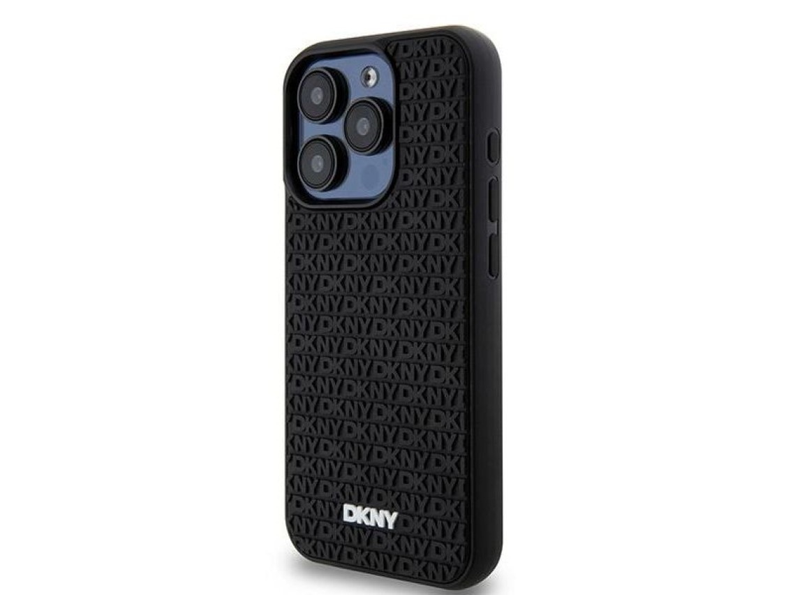DKNY 3D Rubber Repeat Pattern case for iPhone 15 Pro - black