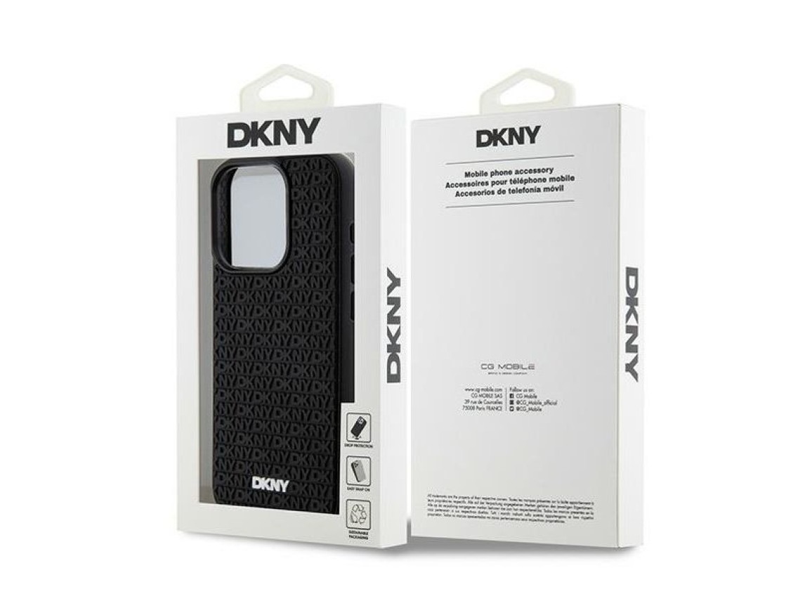 DKNY 3D Rubber Repeat Pattern case for iPhone 15 Pro - black