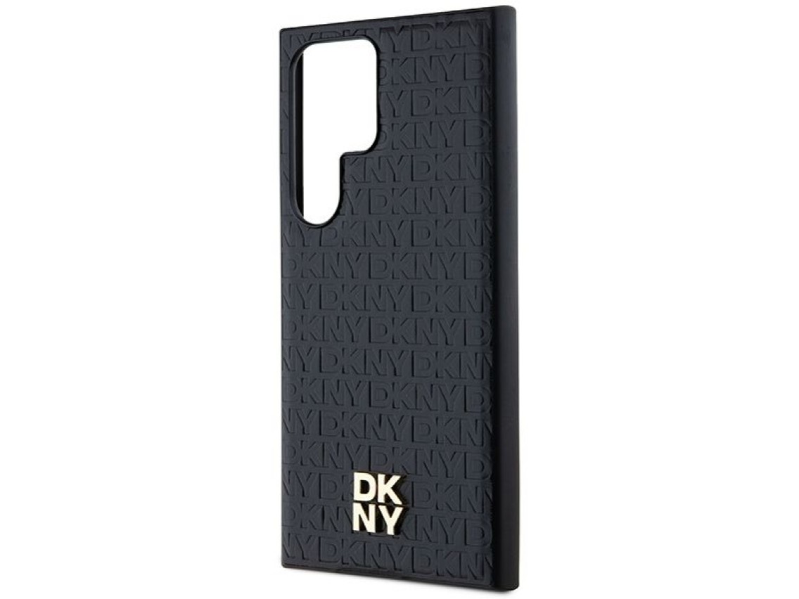 DKNY Leather Pattern Metal Logo MagSafe case for Samsung Galaxy S24 Ultra - black