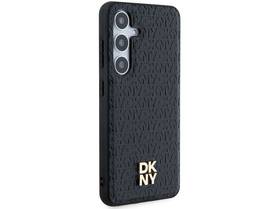 DKNY Leather Pattern Metal Logo MagSafe case for Samsung Galaxy S24 - black