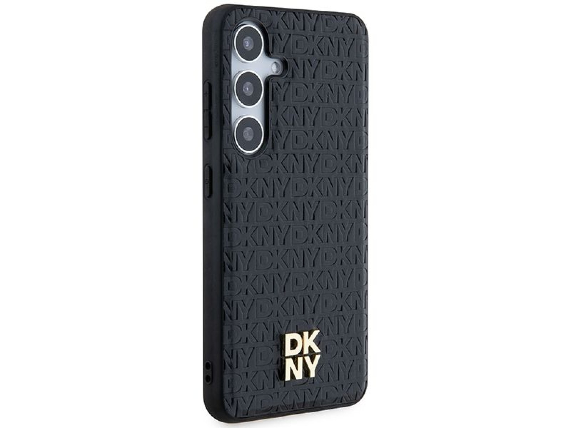 DKNY Leather Pattern Metal Logo MagSafe case for Samsung Galaxy S24+ - black