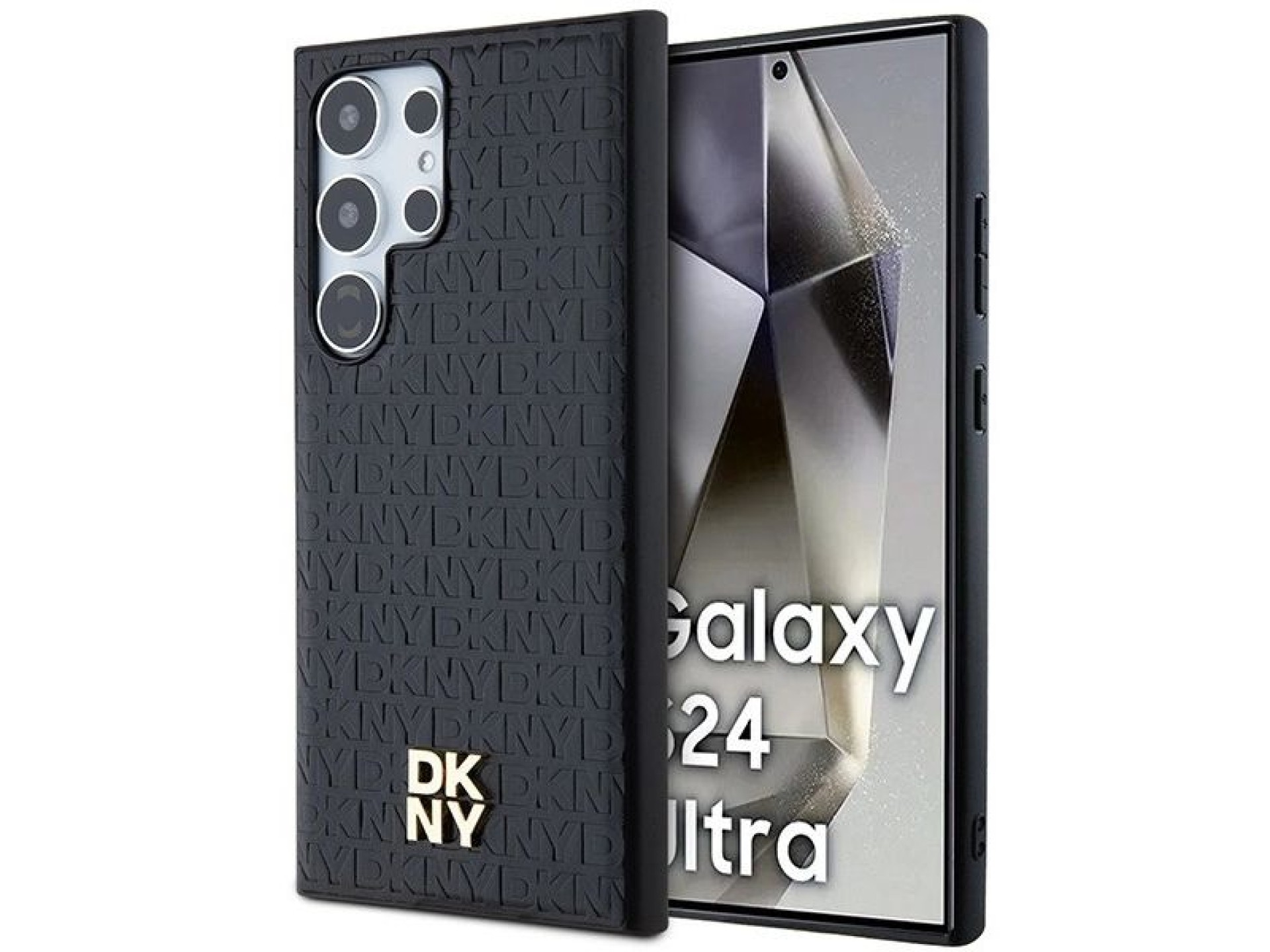 DKNY Leather Pattern Metal Logo MagSafe case for Samsung Galaxy S24 Ultra - black