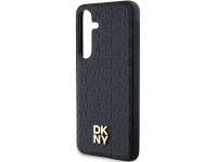 DKNY Leather Pattern Metal Logo MagSafe case for Samsung Galaxy S24+ - black