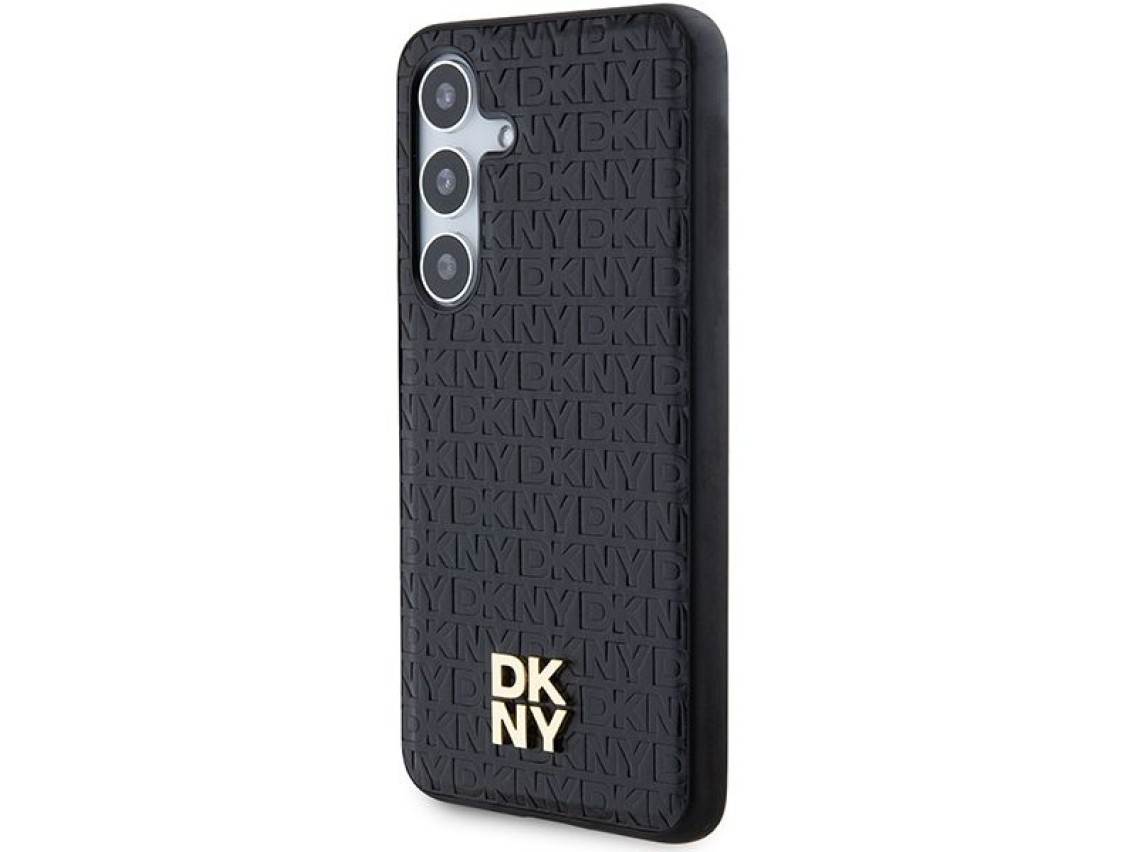 DKNY Leather Pattern Metal Logo MagSafe case for Samsung Galaxy S24 - black