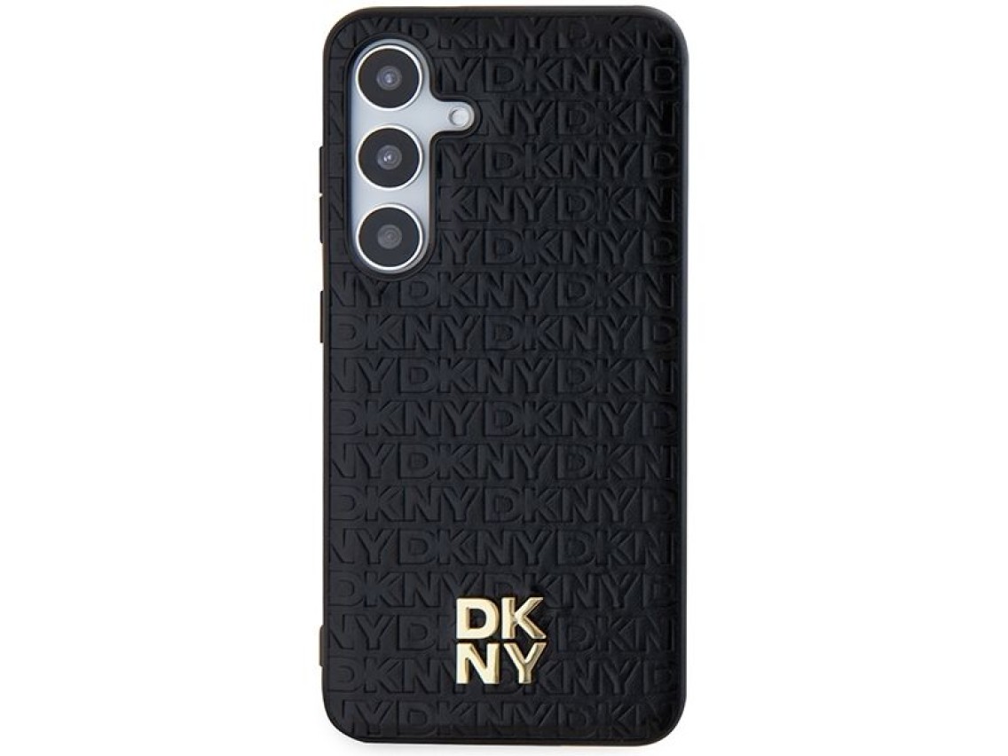 DKNY Leather Pattern Metal Logo MagSafe case for Samsung Galaxy S24+ - black