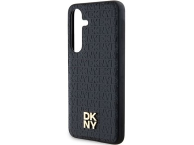 DKNY Leather Pattern Metal Logo MagSafe case for Samsung Galaxy S24+ - black