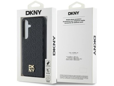 DKNY Leather Pattern Metal Logo MagSafe case for Samsung Galaxy S24+ - black
