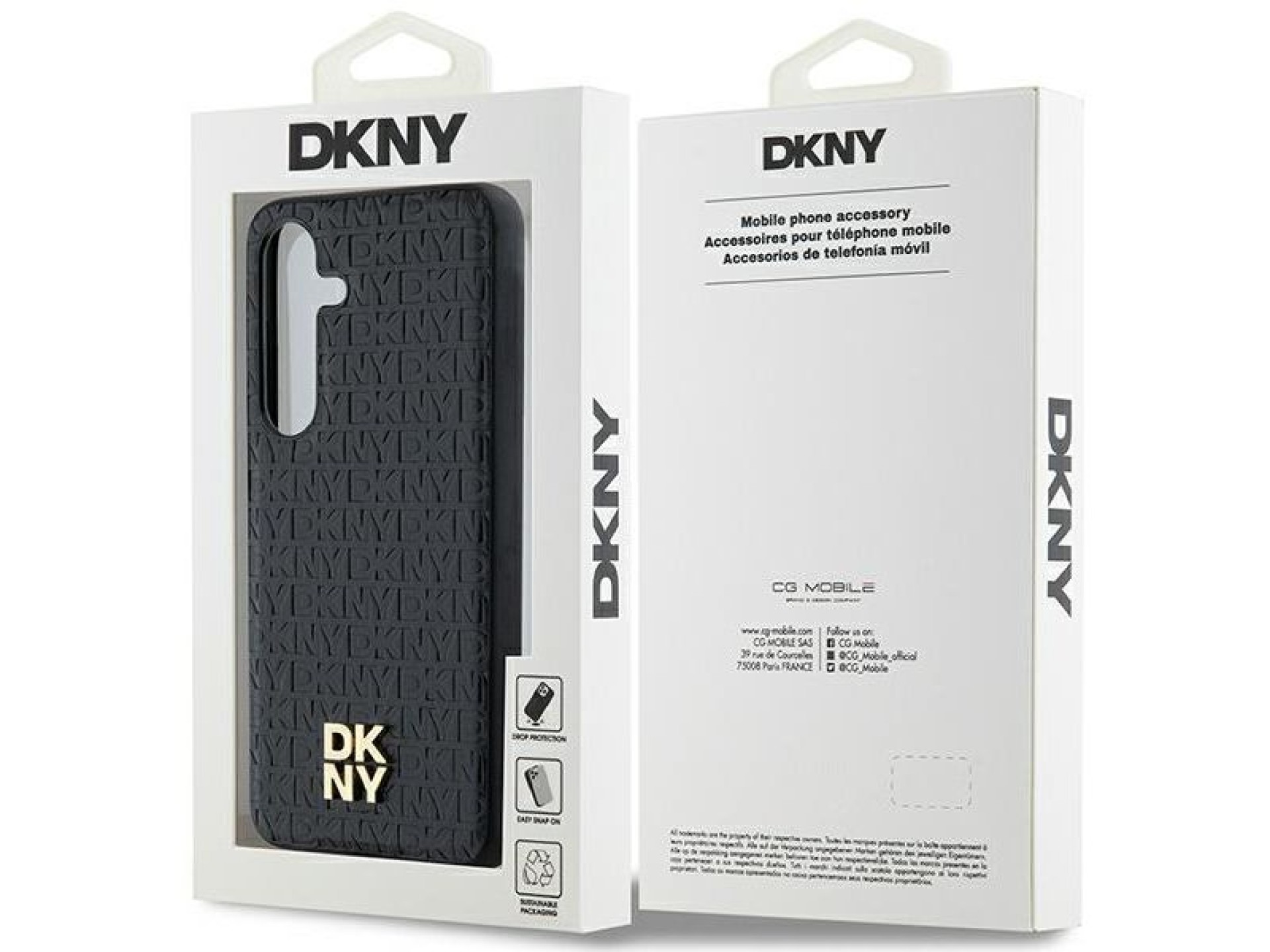 DKNY Leather Pattern Metal Logo MagSafe case for Samsung Galaxy S24 - black