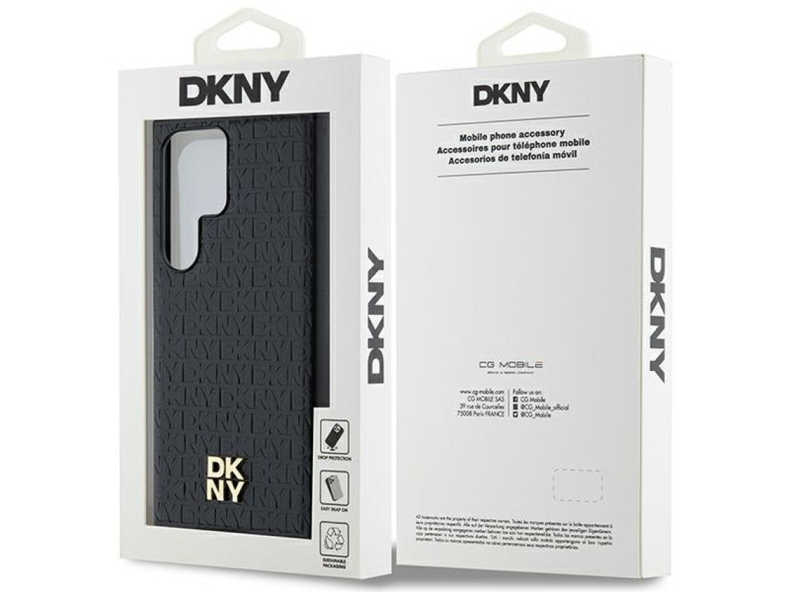 DKNY Leather Pattern Metal Logo MagSafe case for Samsung Galaxy S24 Ultra - black