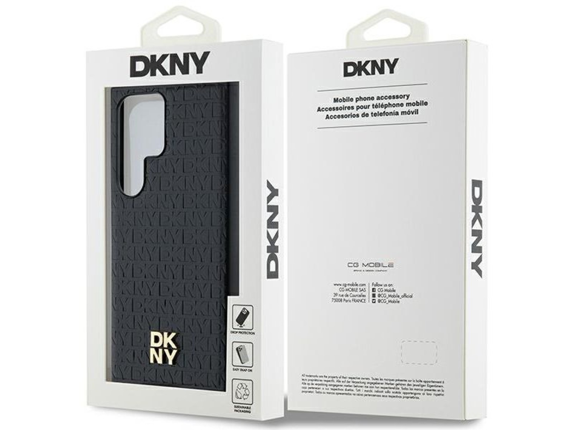 DKNY Leather Pattern Metal Logo MagSafe case for Samsung Galaxy S24 Ultra - black