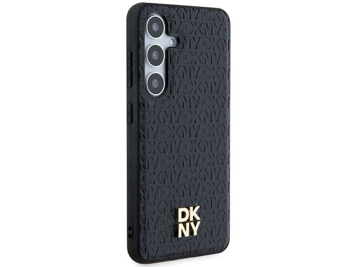 DKNY Leather Pattern Metal Logo MagSafe case for Samsung Galaxy S24+ - black