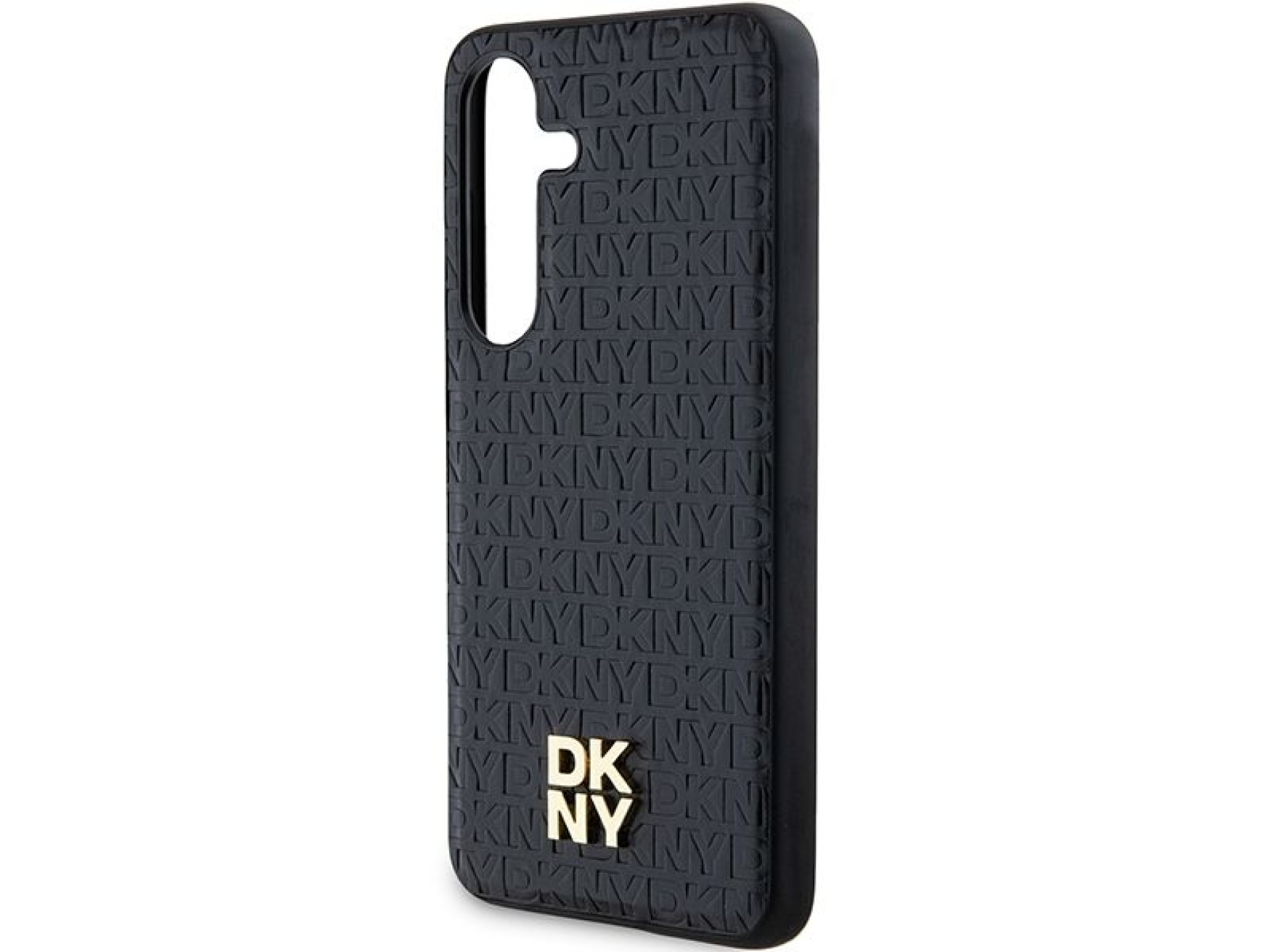 DKNY Leather Pattern Metal Logo MagSafe case for Samsung Galaxy S24+ - black