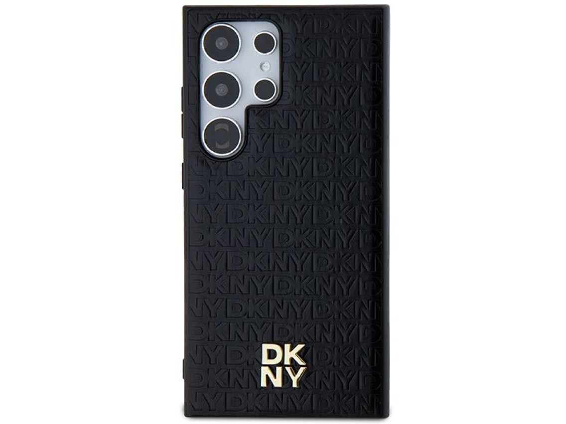 DKNY Leather Pattern Metal Logo MagSafe case for Samsung Galaxy S24 Ultra - black
