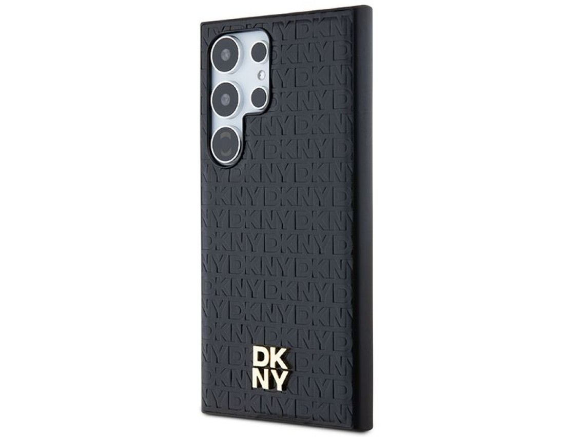 DKNY Leather Pattern Metal Logo MagSafe case for Samsung Galaxy S24 Ultra - black