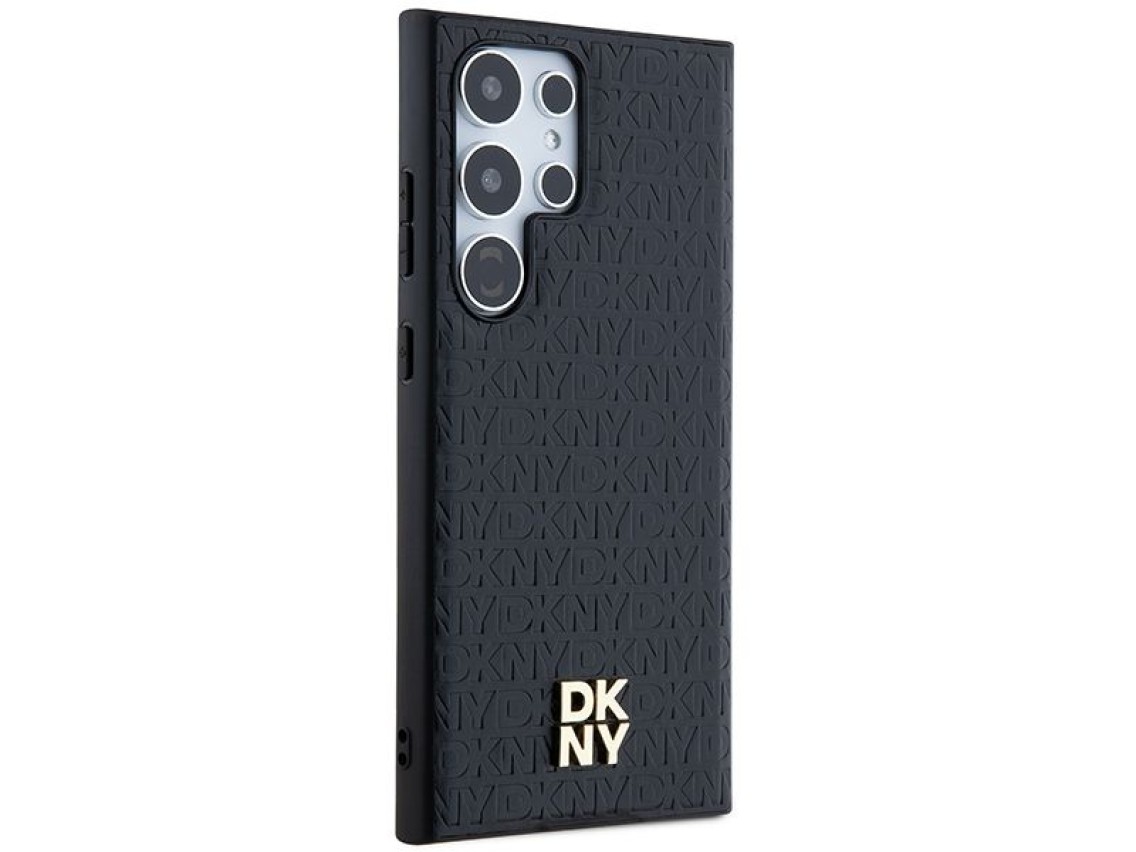DKNY Leather Pattern Metal Logo MagSafe case for Samsung Galaxy S24 Ultra - black