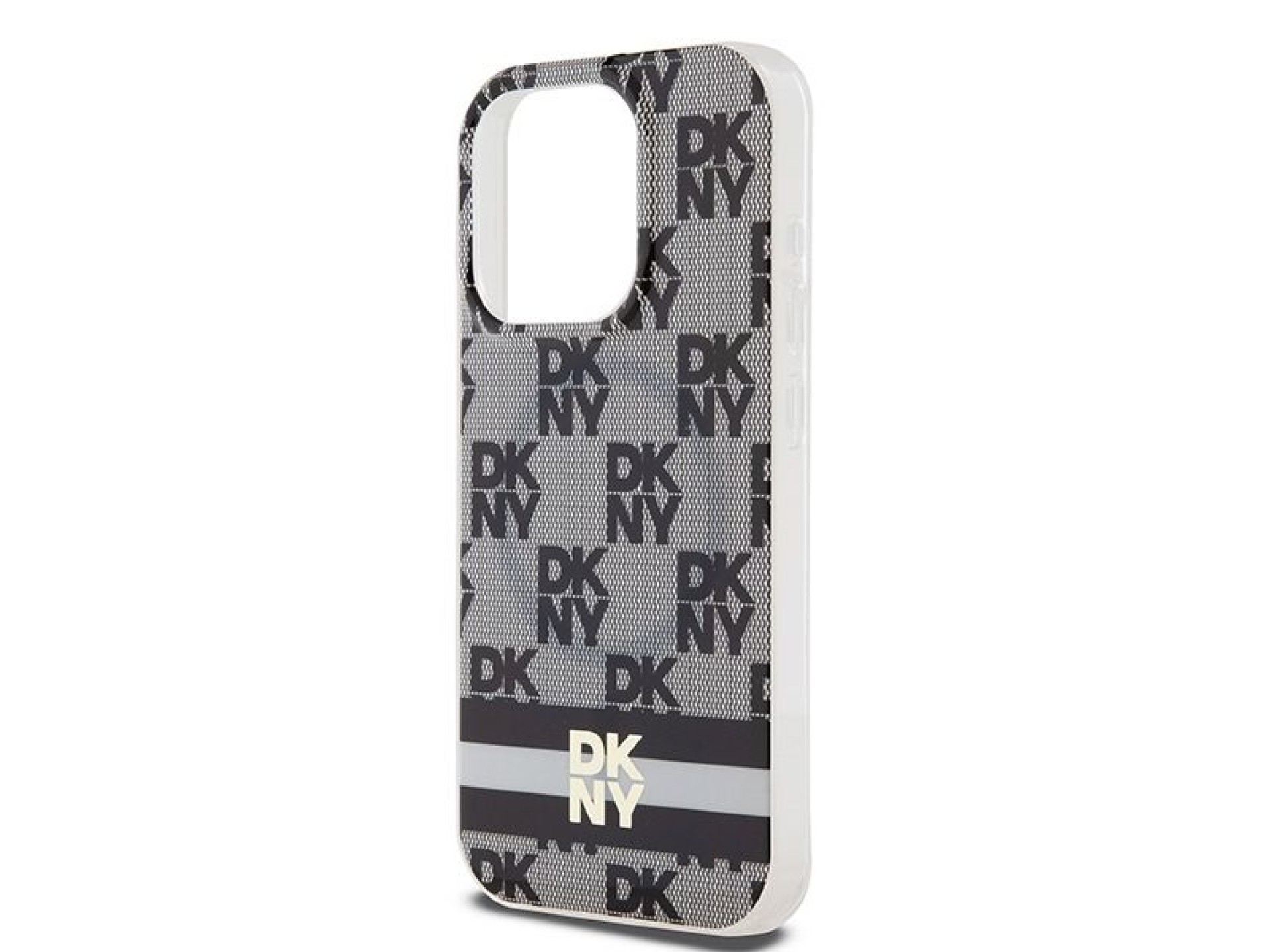 DKNY IML Checkered Mono Pattern & Printed Stripes MagSafe Case for iPhone 15 Pro Max - Black