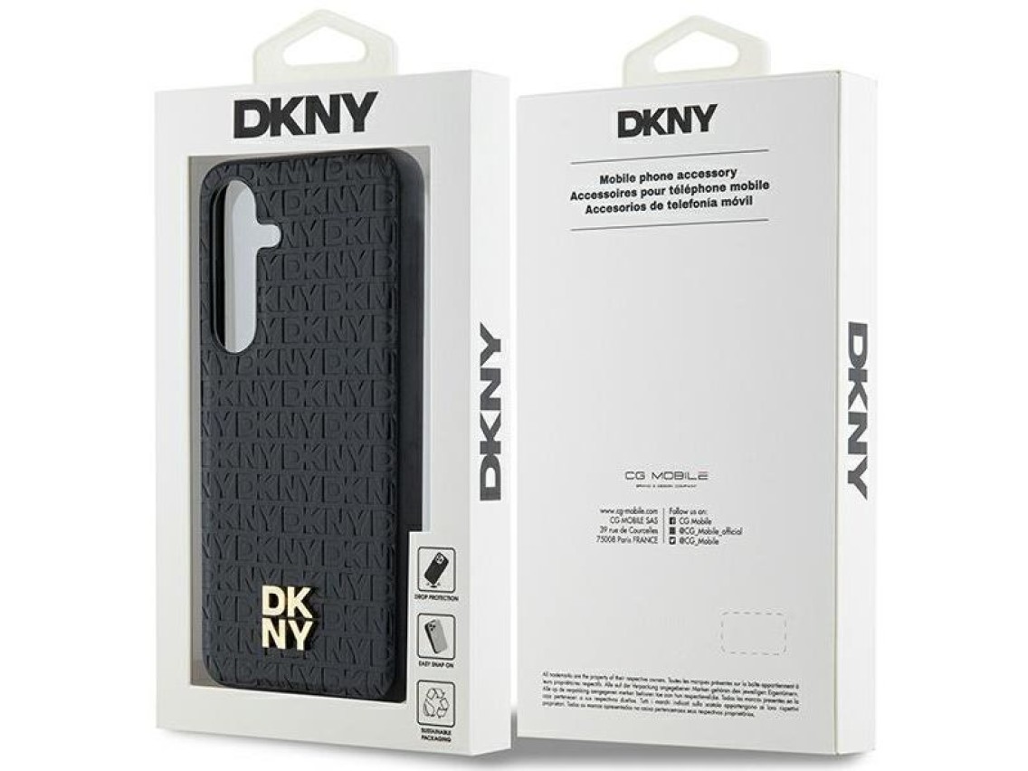 DKNY Leather Pattern Metal Logo MagSafe case for Samsung Galaxy S24 - black