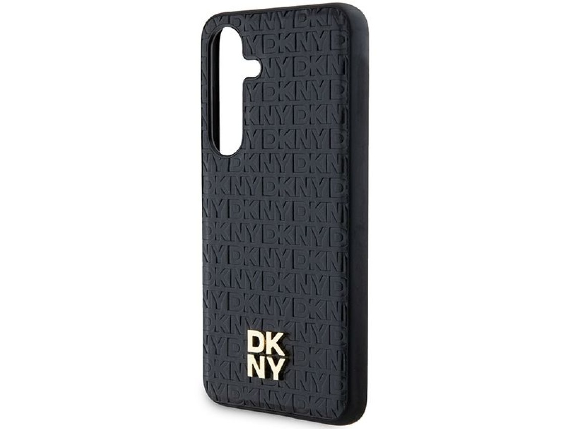 DKNY Leather Pattern Metal Logo MagSafe case for Samsung Galaxy S24 - black