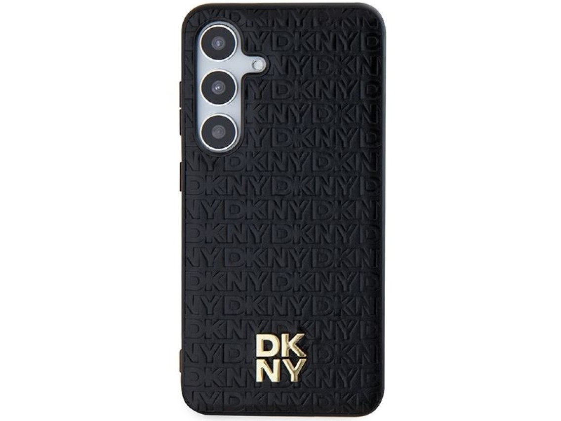 DKNY Leather Pattern Metal Logo MagSafe case for Samsung Galaxy S24 - black