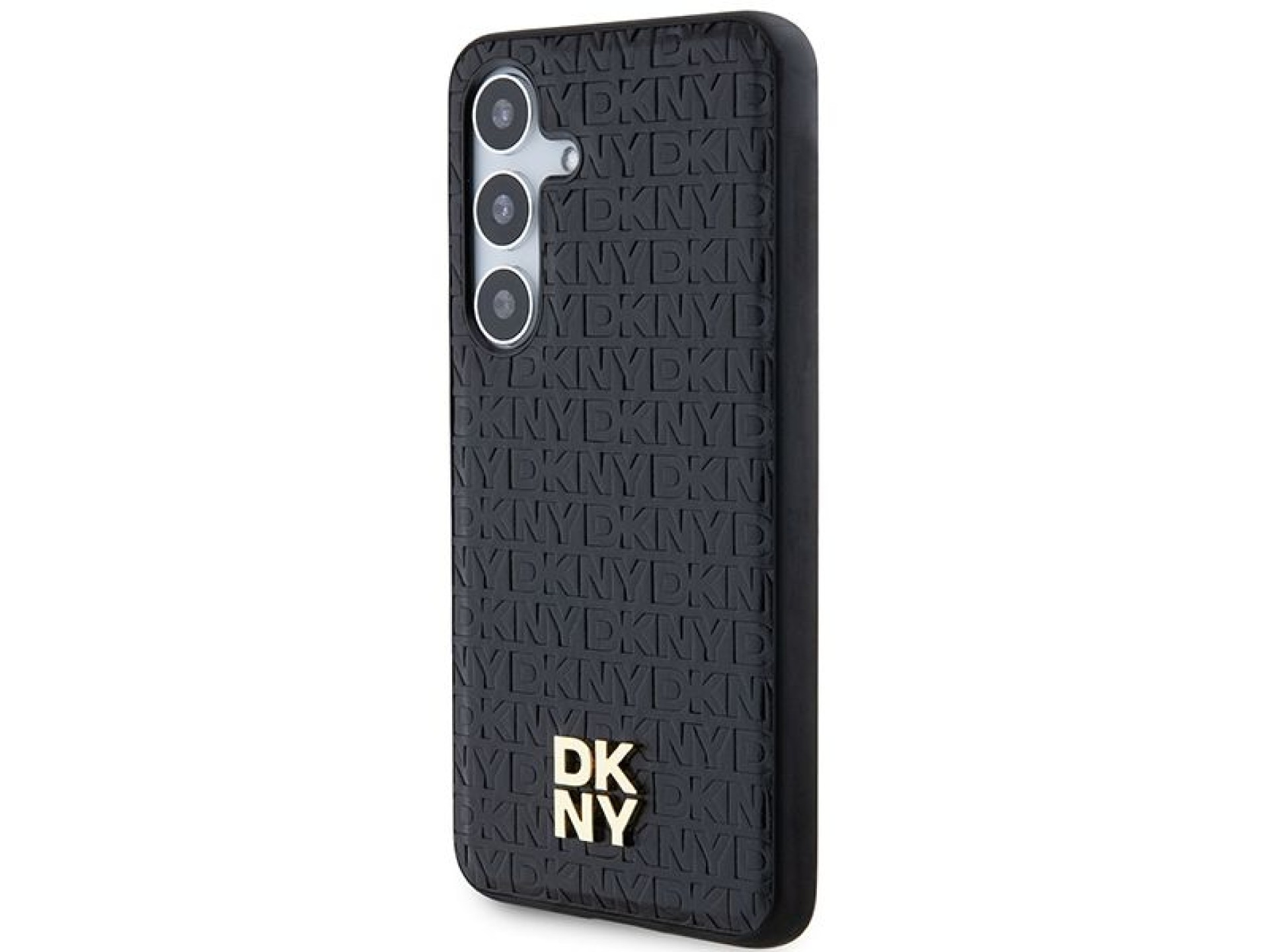 DKNY Leather Pattern Metal Logo MagSafe case for Samsung Galaxy S24+ - black