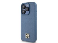 DKNY Leather Monogram Pattern Metal Logo MagSafe Case for iPhone 15 Pro - Blue DKNY Leather Monogram Pattern Metal Logo MagSafe Case for iPhone 15 Pro - Blue