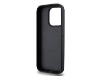 Capa MagSafe DKNY em couro com monograma e logotipo metálico para iPhone 15 Pro - Preta Capa MagSafe DKNY em couro com monograma e logotipo metálico para iPhone 15 Pro - Preta