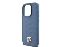 DKNY Leather Monogram Pattern Metal Logo MagSafe Case for iPhone 15 Pro - Blue DKNY Leather Monogram Pattern Metal Logo MagSafe Case for iPhone 15 Pro - Blue