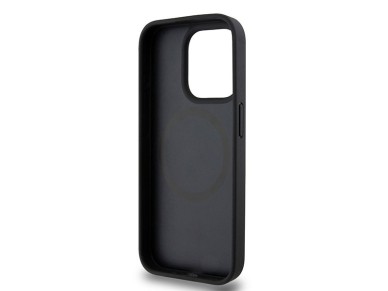 DKNY Leather Monogram Pattern Metal Logo MagSafe Case for iPhone 15 Pro - Black DKNY Leather Monogram Pattern Metal Logo MagSafe Case for iPhone 15 Pro - Black