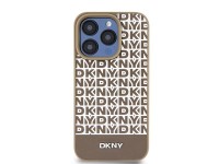DKNY Leather Printed Pattern Metal Logo MagSafe Case for iPhone 15 Pro - Brown DKNY Leather Printed Pattern Metal Logo MagSafe Case for iPhone 15 Pro - Brown