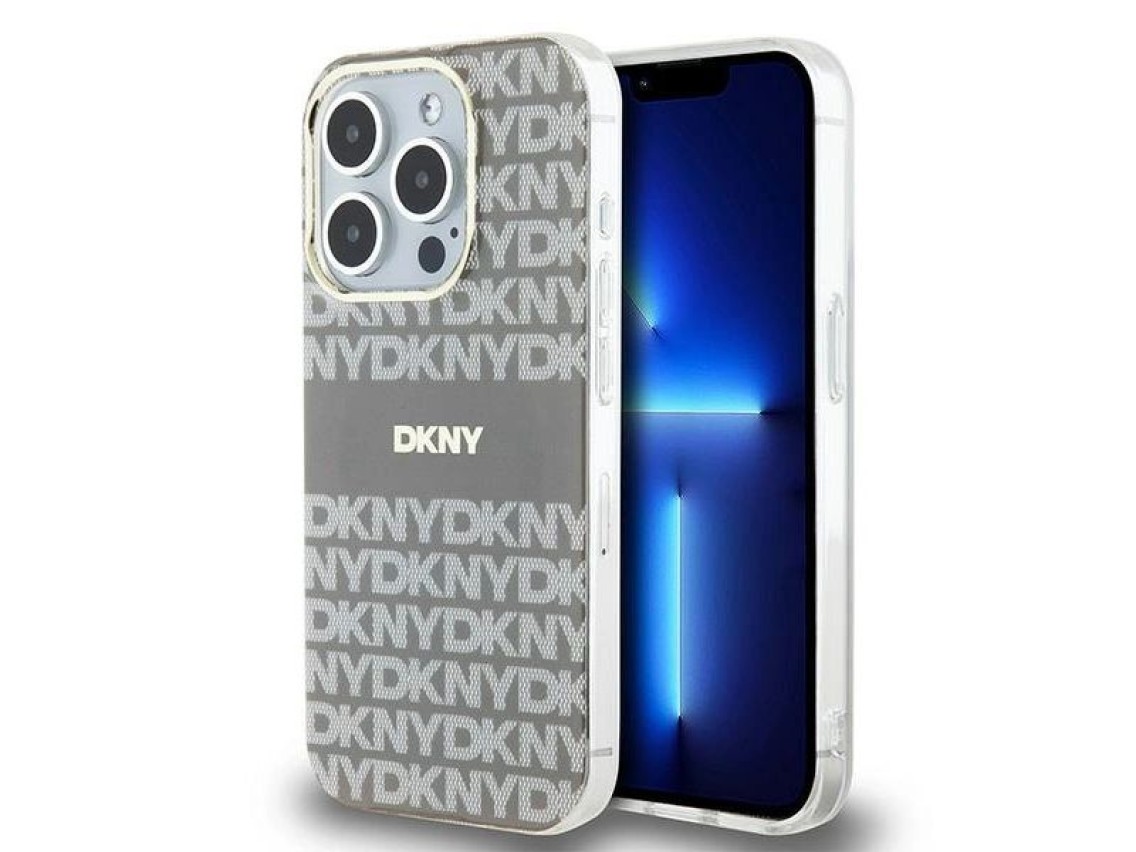 DKNY IML Mono & Stripe MagSafe case for iPhone 15 Pro - beige