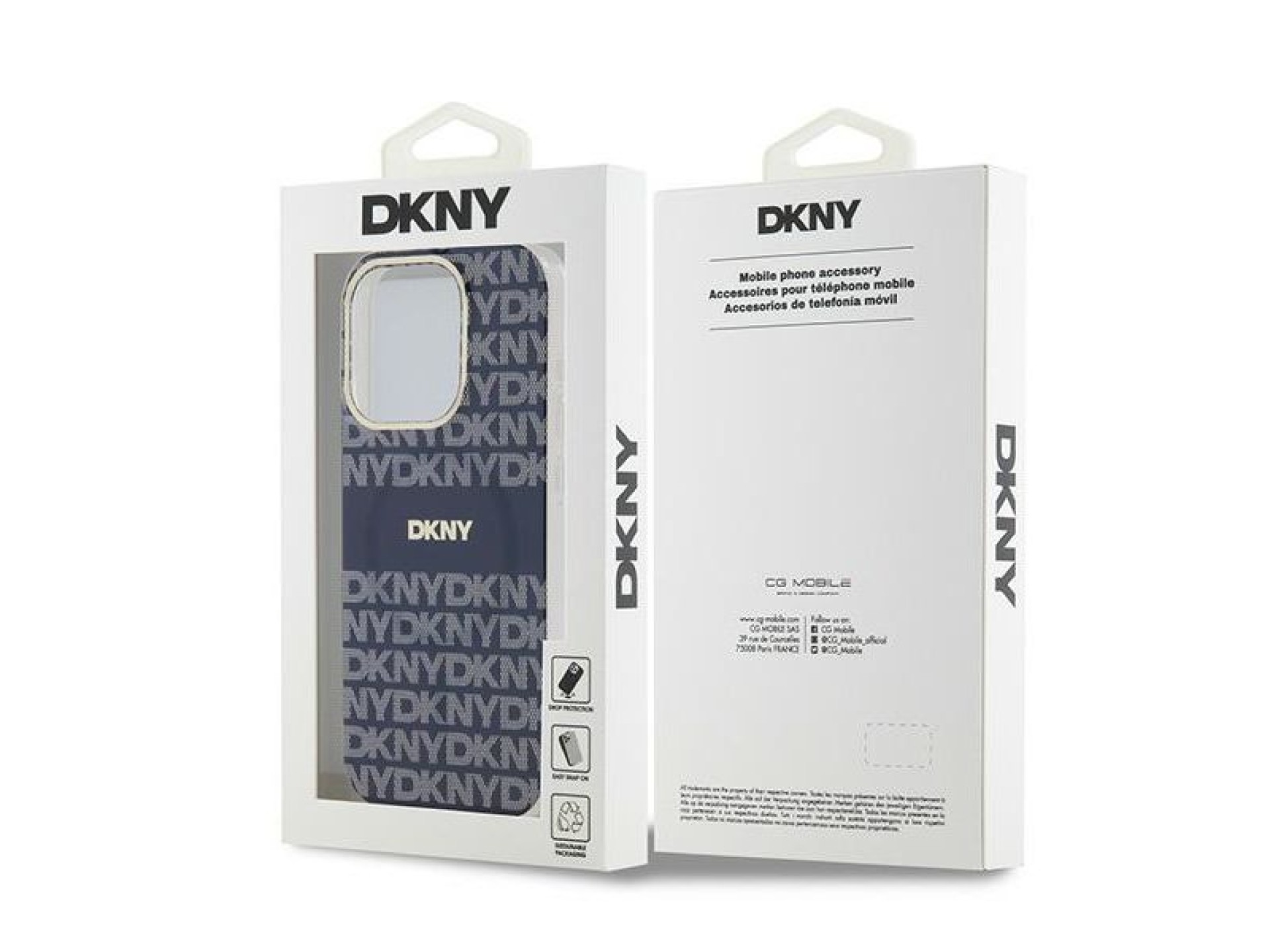 DKNY IML Mono & Stripe MagSafe case for iPhone 15 Pro - blue