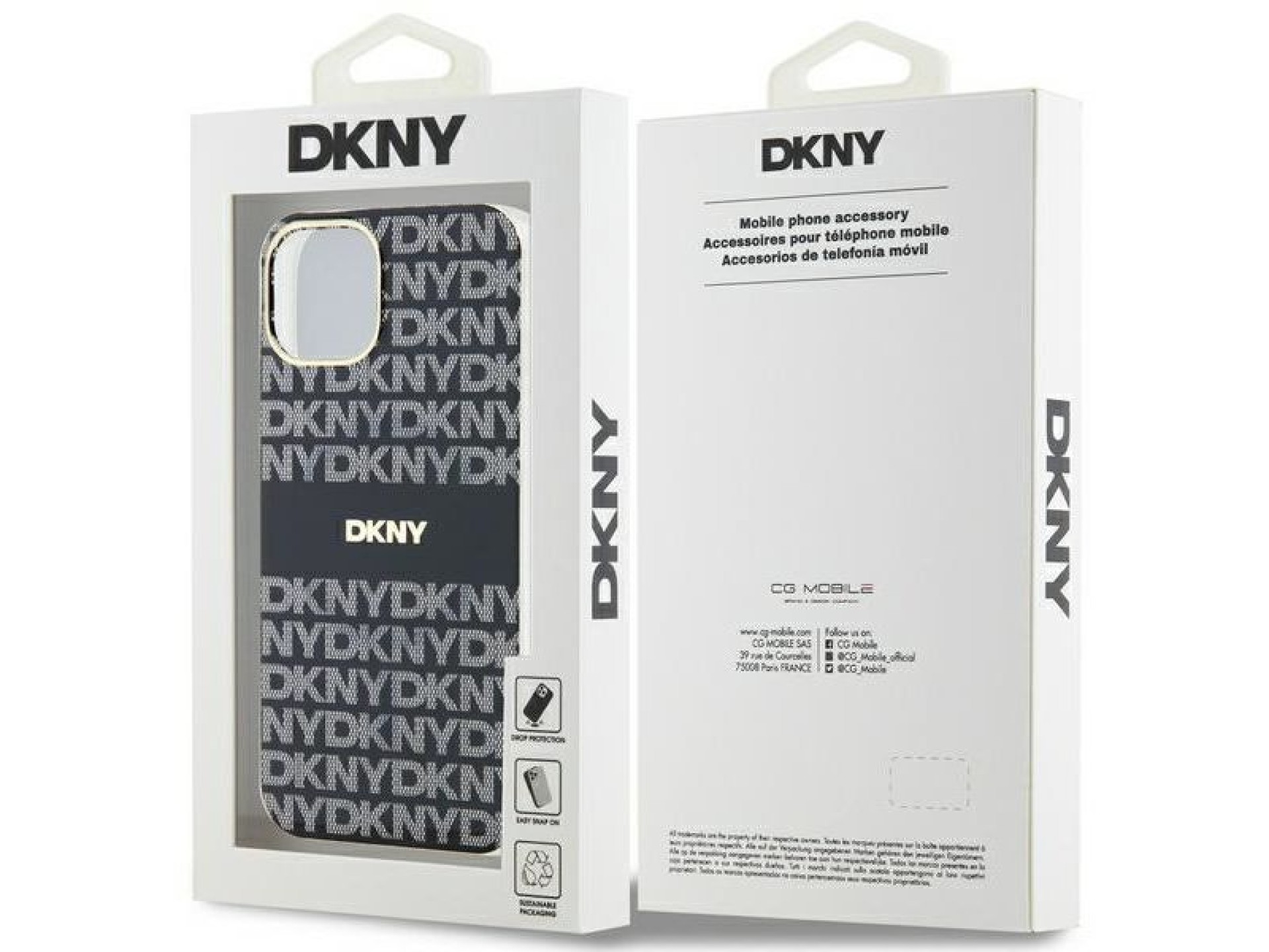 DKNY IML Mono & Stripe MagSafe Case for iPhone 15 Plus / 14 Plus - Black