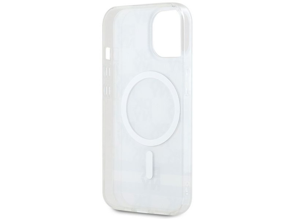 Funda MagSafe DKNY IML con estampado a cuadros monocromático y rayas estampadas para iPhone 15 Plus