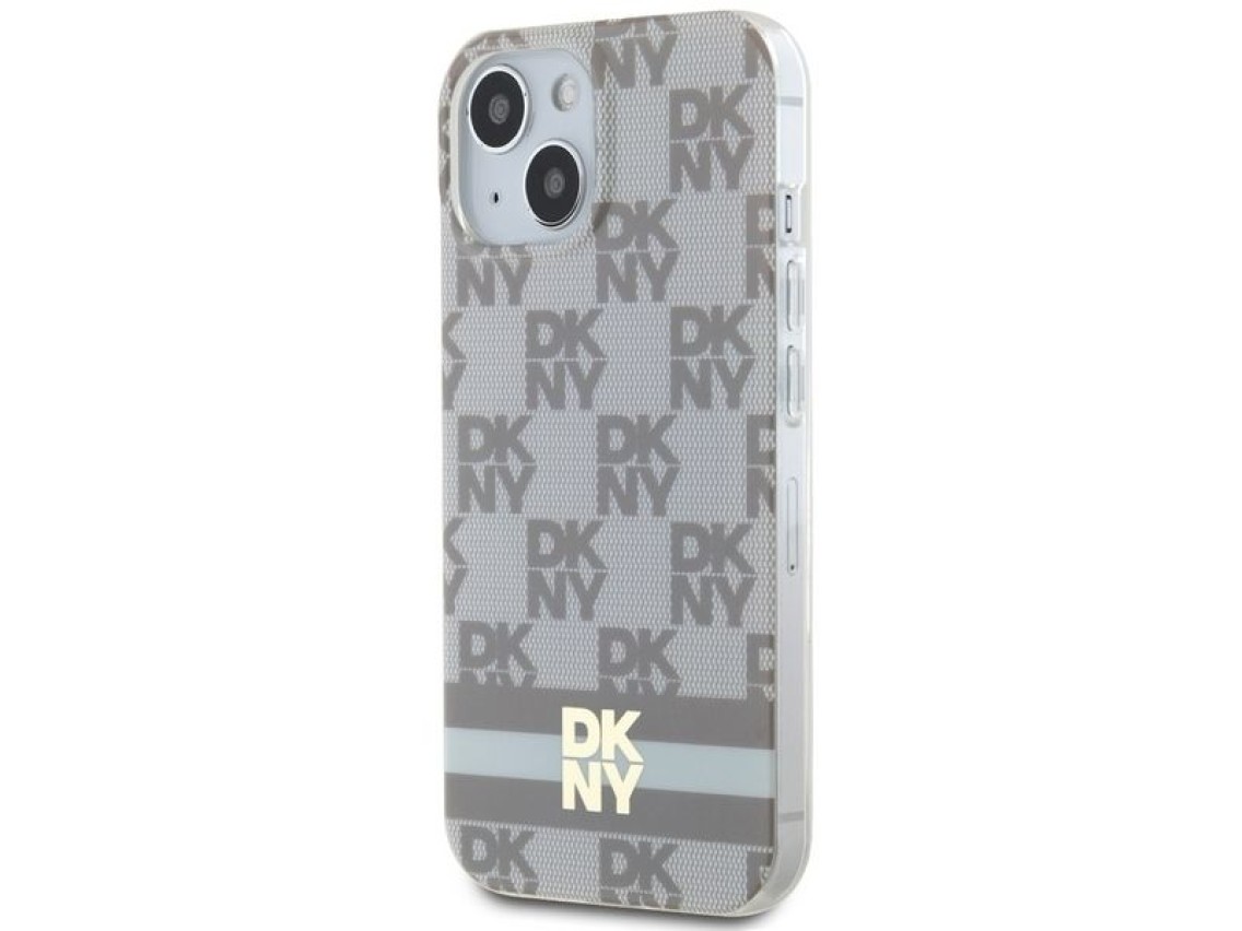 Funda MagSafe DKNY IML con estampado a cuadros monocromático y rayas estampadas para iPhone 15 Plus