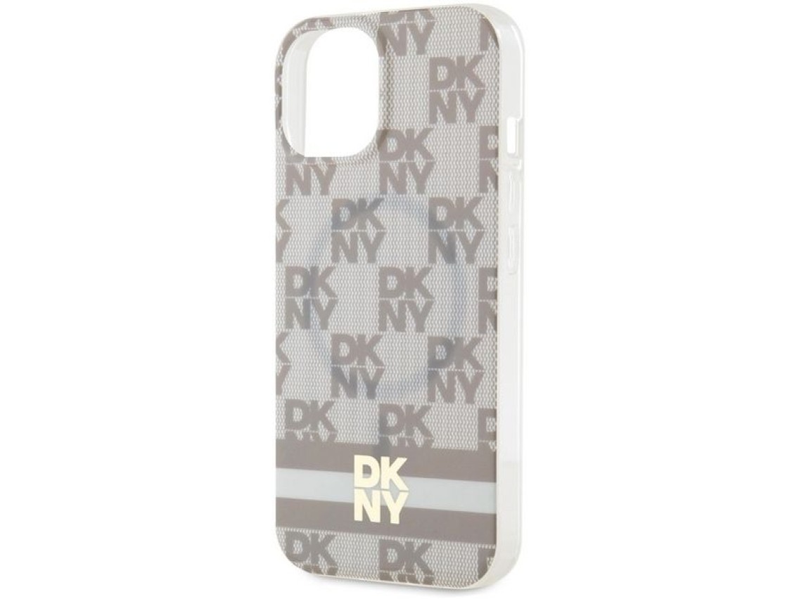 Funda MagSafe DKNY IML con estampado a cuadros monocromático y rayas estampadas para iPhone 15 Plus