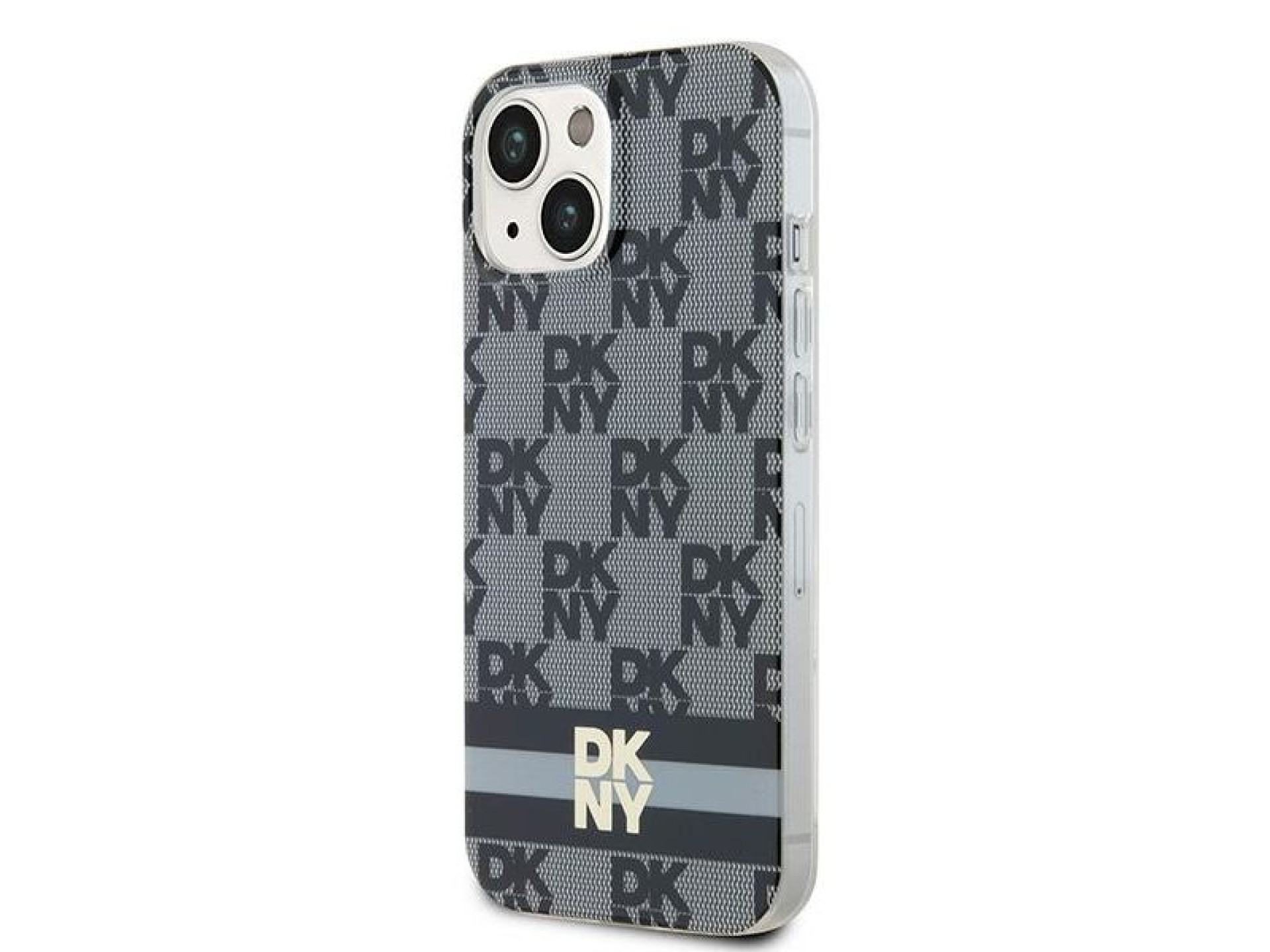 DKNY IML Checkered Mono Pattern & Printed Stripes MagSafe Case for iPhone 15 Plus / 14 Plus - Black