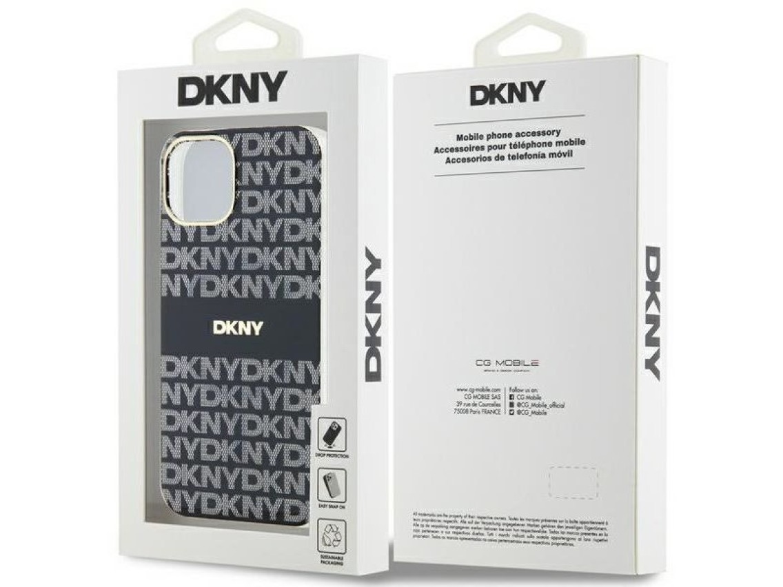 DKNY IML Mono & Stripe MagSafe Case for iPhone 15 Plus / 14 Plus - Black
