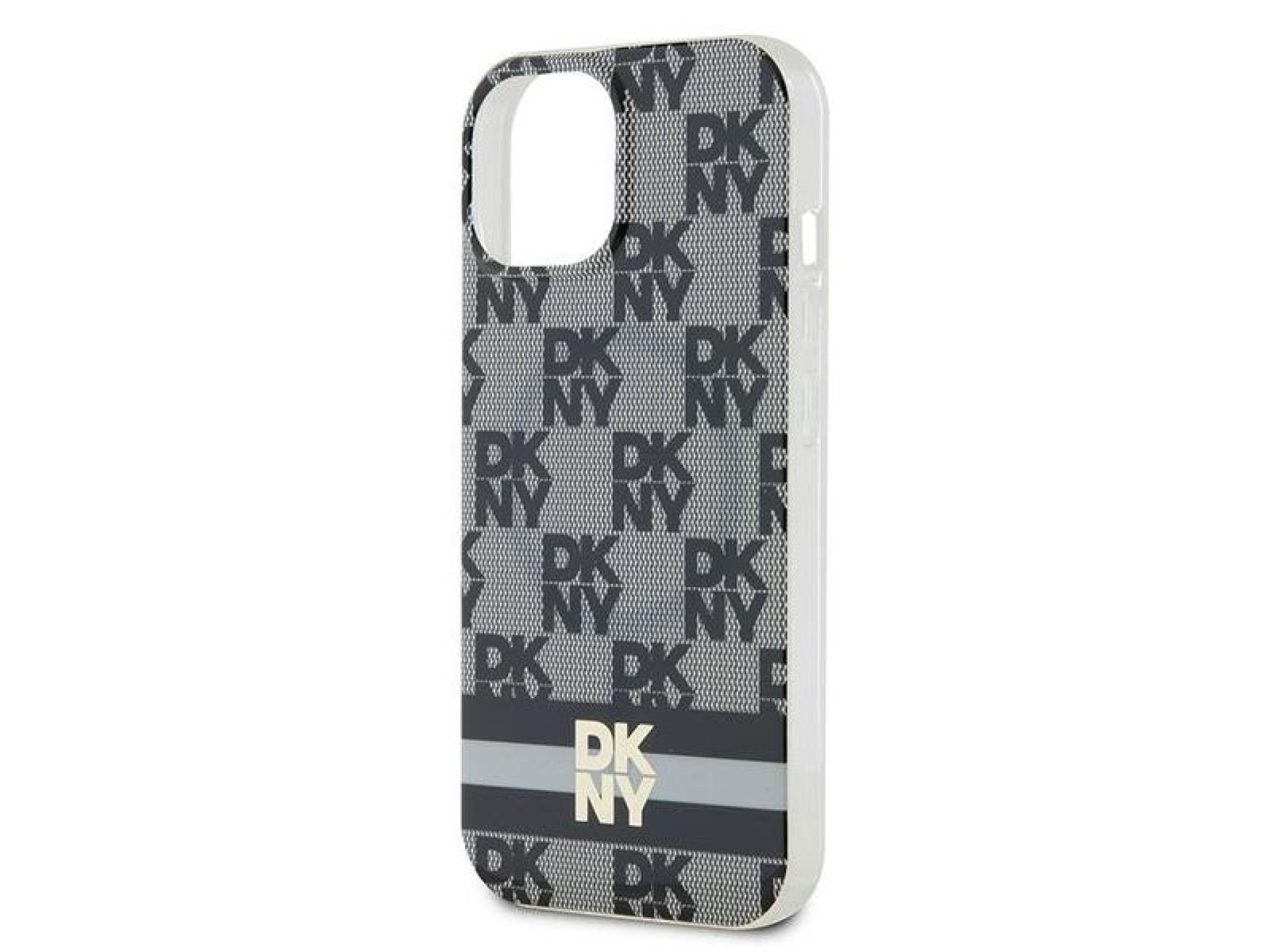 DKNY IML Checkered Mono Pattern & Printed Stripes MagSafe Case for iPhone 15 Plus / 14 Plus - Black