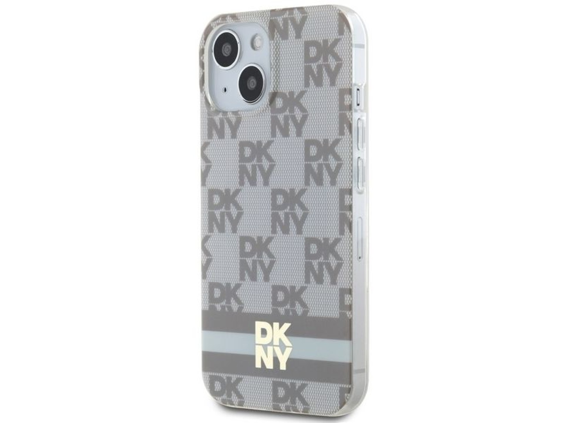Funda MagSafe DKNY IML con estampado a cuadros monocromático y rayas estampadas para iPhone 15 Plus
